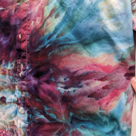 Custom Ice Dye Zara Man Men Dress Shirt Slim Fit Large 100% Cotton Long Sleeves - Picture 6 of 9